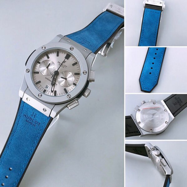 Hublot Grey Dial Analog Chronograph Leather Belt Luxury Men's Watch