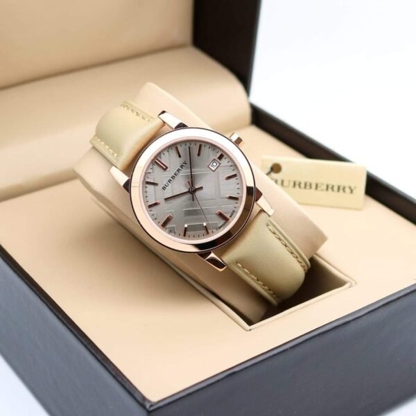 Burberry Nude Gray Gold Bezel Women’s Watch