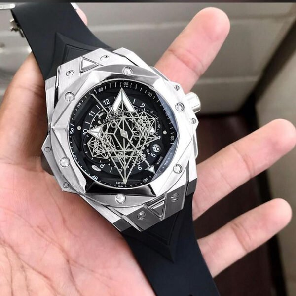 Hublot Black & Silver Date Working Model For Men's Watch