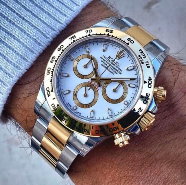 Rolex Gold-Silver Metal Strap Swiss Made Watch For Men