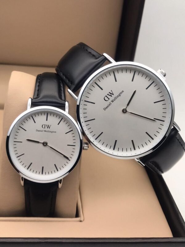 Daniel Wellington Black Leather Belt Couple Watch
