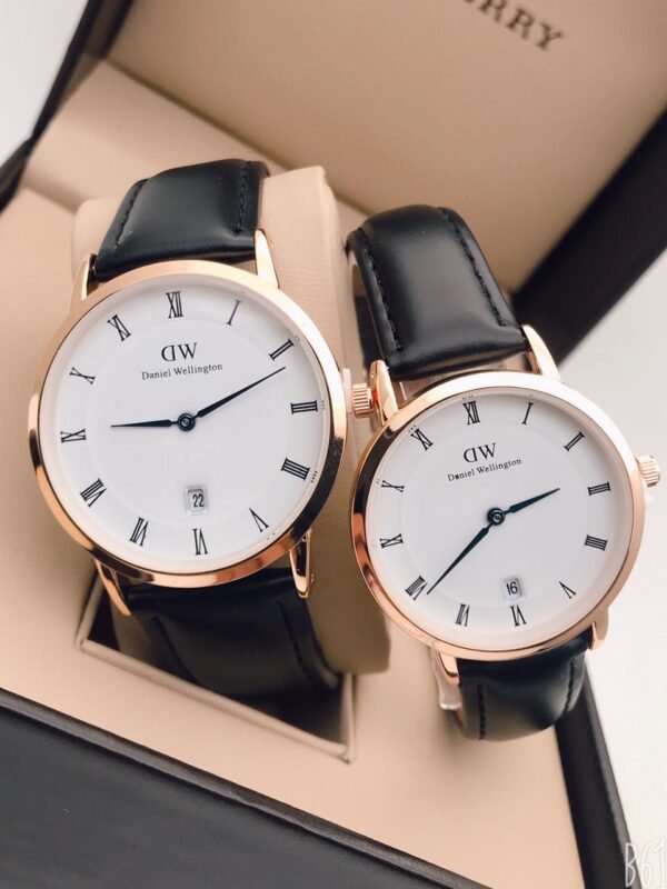 Daniel Wellington Black Leather Strap Premium Couple Watch