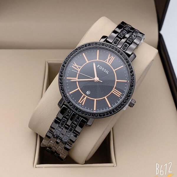 Fossil Black Dial Diamonds Watch For Women