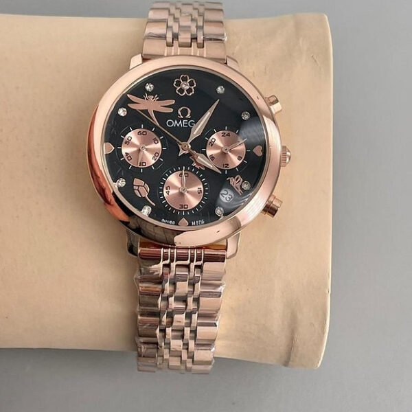 Omega Black & Rose Gold watch For Women's