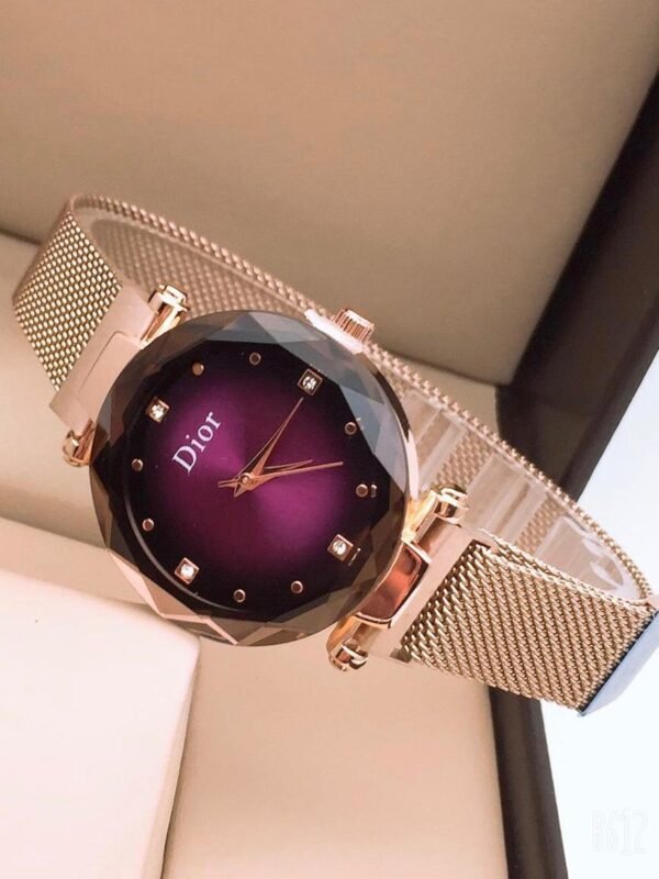 Dior Purple Dial New Gold Metal Belt Women’s Watch