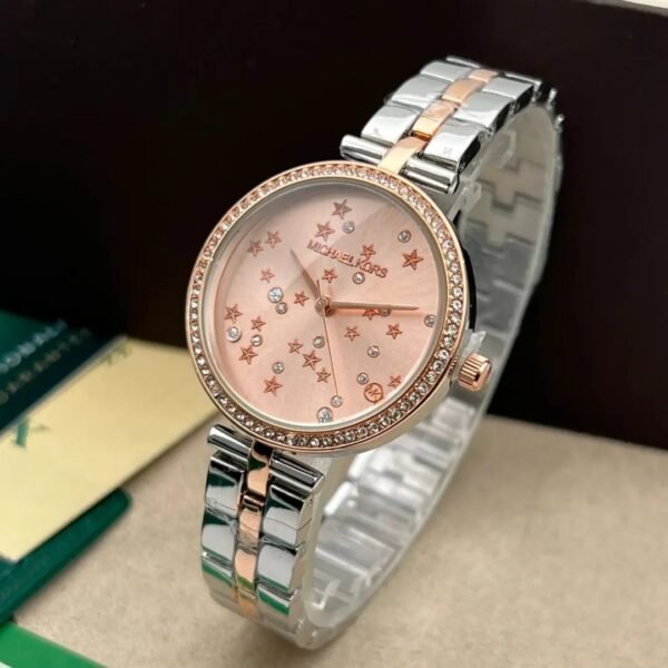 Michael Kors Diamond Studded Metal Belt Watch For Women