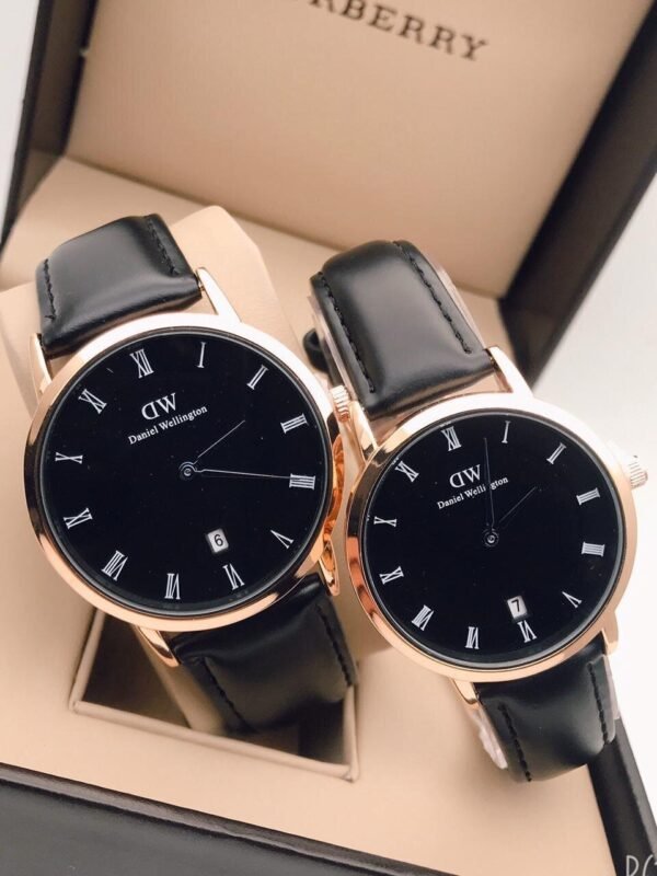 Spectacular Daniel Wellington Black Dial New Leather Belt Couple Watch