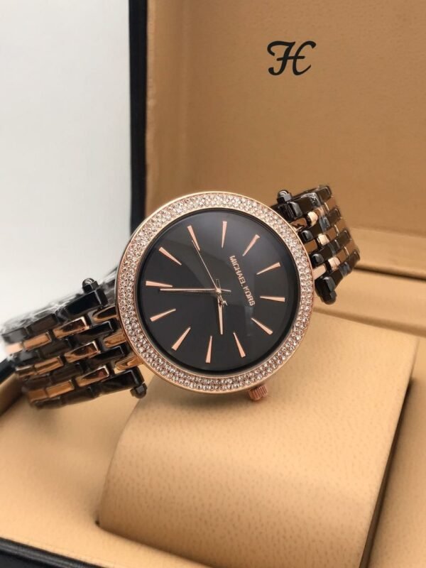 Michael Kors Diamond Studded Black Metal Strap Women’s Watch