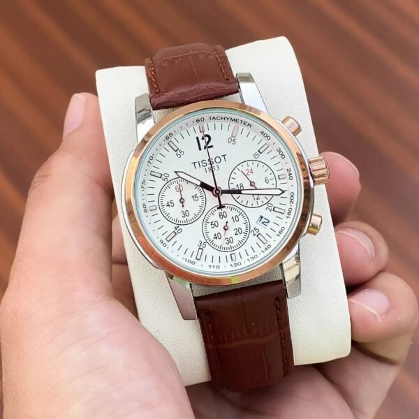 Tissot Brown Leather Belt Chronograph Watch For Men