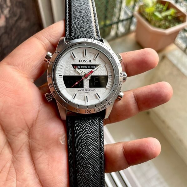 Fossil Analog With Digital White Dial Men's Watch