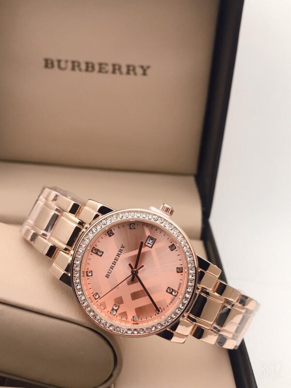 Burberry Rose Gold Dial Crystal Glass Chain Metal Women's Watch