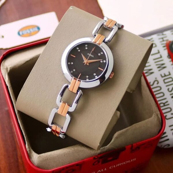 Fossil Silver And Rose Gold Premium Watch For Women