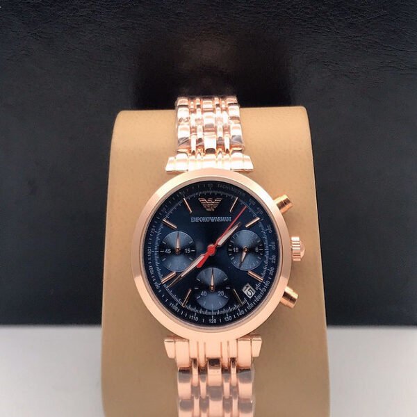Emporio Armani  Stylish Blue Dial Datejust-Analog Metal Belt Chronograph Men