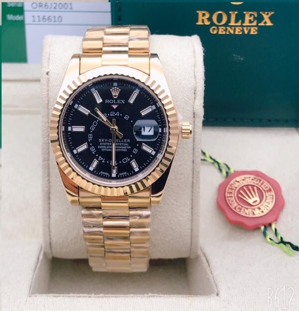 Branded Rolex Black Dial Metal Belt Analog Quartz Movement For Men's watch