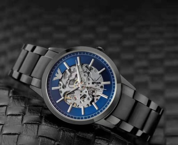 Emporio Armani Automatic Transparent Black Metal Strap Men's Watch