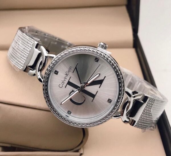 Calvin Klein Metal Belt Diamond Studded Silver Women’s Watch