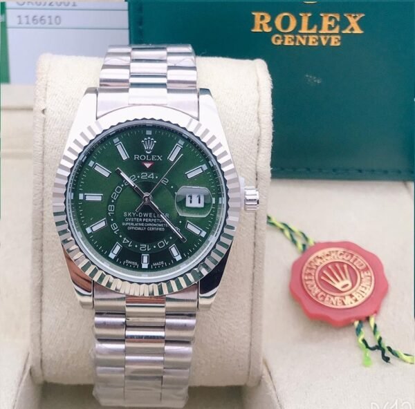 Classic Rolex Green Dial Metal Belt Analog Quartz Movement For Men's watch