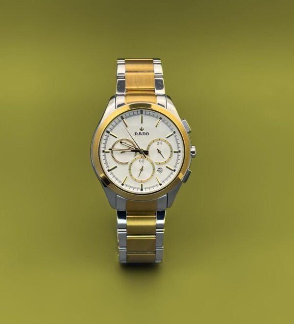 Rado Chronograph Gold Silver Metal Strap Men's Watch