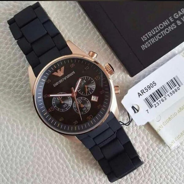 Emporio Armani Black Dial Chronograph Met Belt Datejust-Analog Men's Watch