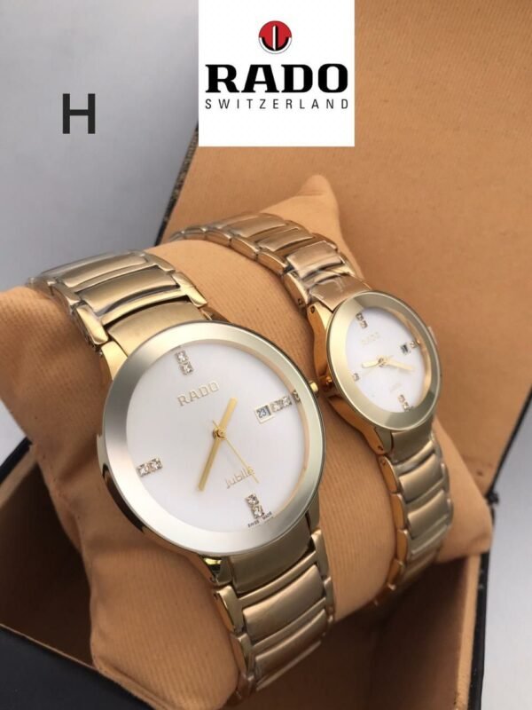 Rado Gold Plated Couple Watches With Gold Dial