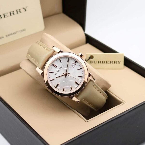 Burberry Nude White Dial Leather Strap Women’s Watch