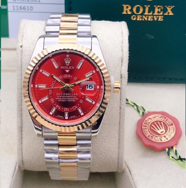 Dynamic Rolex Red Dial Metal Belt For Men