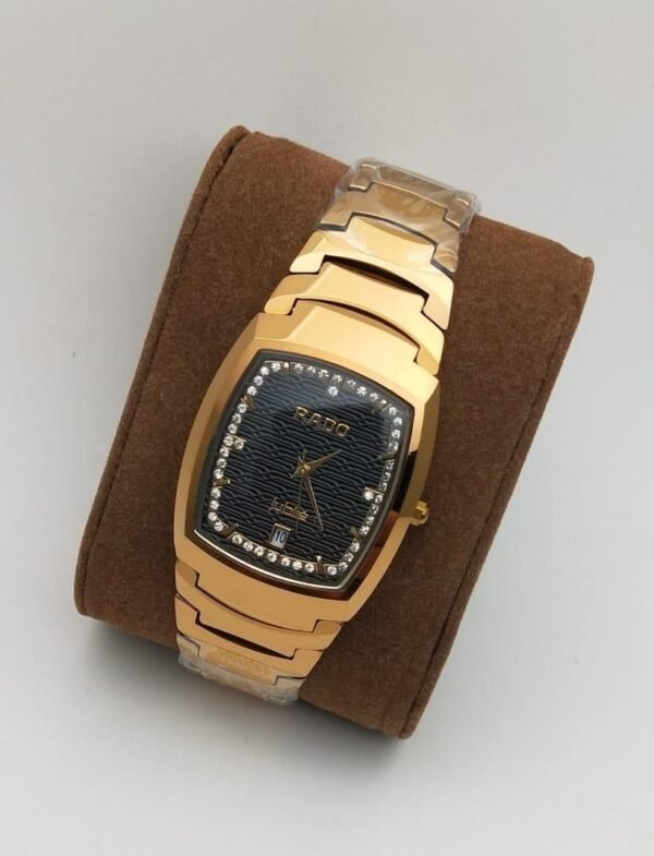 Men Stylish Gold Metallic Strap Rado Watch
