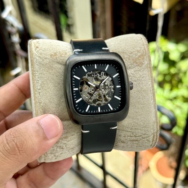 Fossil Rutherford Automatic Black Square Watch For Man